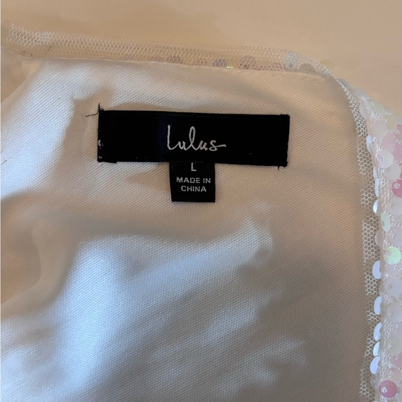 Mirrorball White Iridescent Sequin Mini Dress size large - Picture 16 of 16